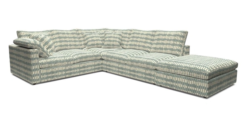 Big Softie Straight Arm Large Corner Group LHF in Romo Linara Coconut with Scatters in William Yoeward Nizhoni Indigo & Malla Indigo