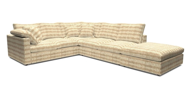 Big Softie Straight Arm Large Corner Group LHF in Romo Linara Coconut with Scatters in William Yoeward Nizhoni Indigo & Malla Indigo