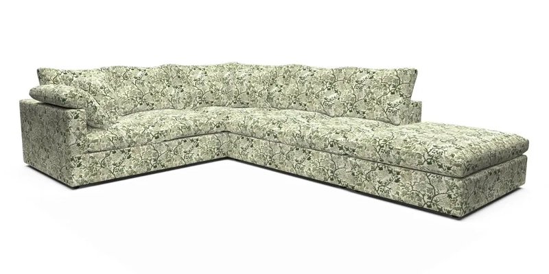 Big Softie Straight Arm Large Corner Group LHF in Romo Linara Coconut with Scatters in William Yoeward Nizhoni Indigo & Malla Indigo