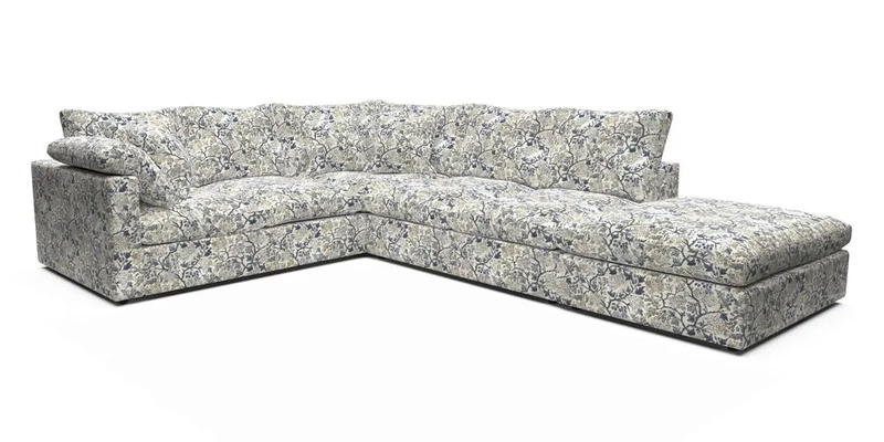 Big Softie Straight Arm Large Corner Group LHF in Romo Linara Coconut with Scatters in William Yoeward Nizhoni Indigo & Malla Indigo