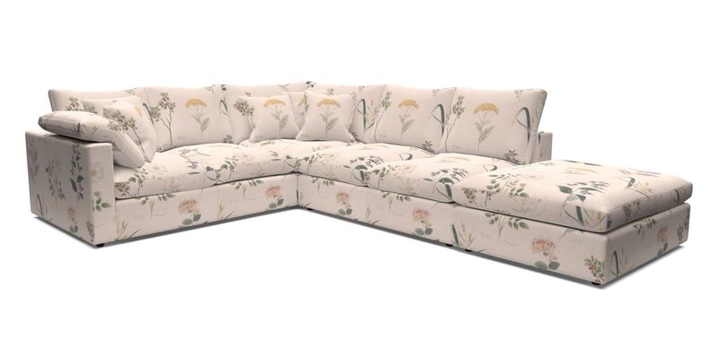 Big Softie Straight Arm Large Corner Group LHF in Romo Linara Coconut with Scatters in William Yoeward Nizhoni Indigo & Malla Indigo