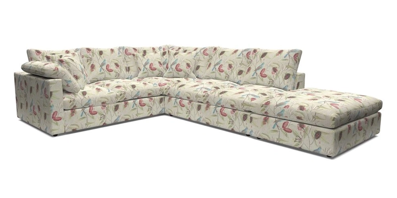 Big Softie Straight Arm Large Corner Group LHF in Romo Linara Coconut with Scatters in William Yoeward Nizhoni Indigo & Malla Indigo