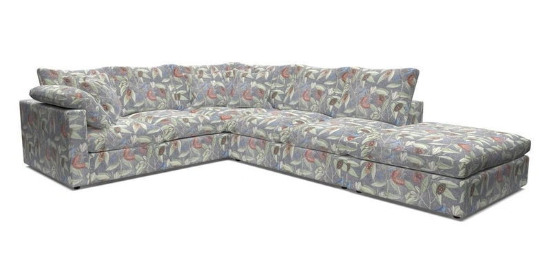 Big Softie Straight Arm Large Corner Group LHF in Romo Linara Coconut with Scatters in William Yoeward Nizhoni Indigo & Malla Indigo