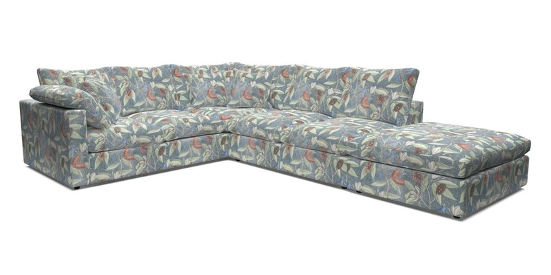 Big Softie Straight Arm Large Corner Group LHF in Romo Linara Coconut with Scatters in William Yoeward Nizhoni Indigo & Malla Indigo