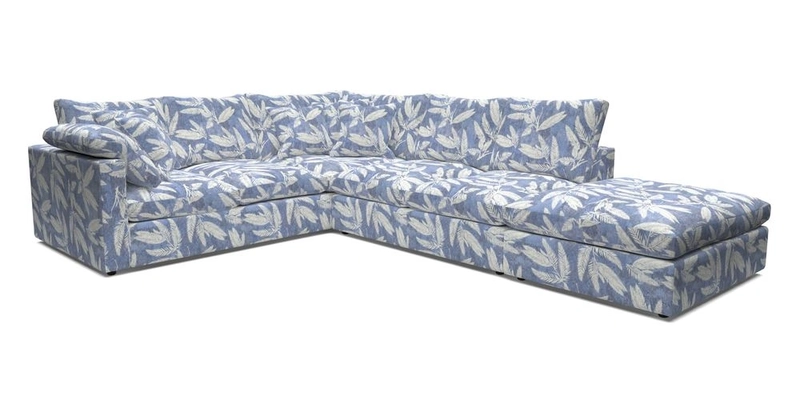 Big Softie Straight Arm Large Corner Group LHF in Romo Linara Coconut with Scatters in William Yoeward Nizhoni Indigo & Malla Indigo