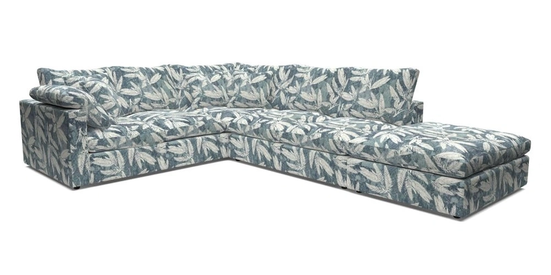 Big Softie Straight Arm Large Corner Group LHF in Romo Linara Coconut with Scatters in William Yoeward Nizhoni Indigo & Malla Indigo