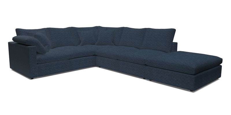 Big Softie Straight Arm Large Corner Group LHF in Romo Linara Coconut with Scatters in William Yoeward Nizhoni Indigo & Malla Indigo