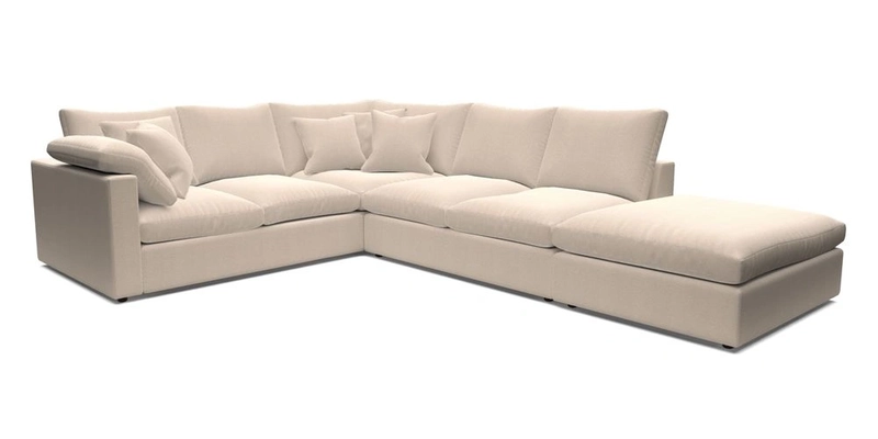 Big Softie Straight Arm Large Corner Group LHF in Romo Linara Coconut with Scatters in William Yoeward Nizhoni Indigo & Malla Indigo