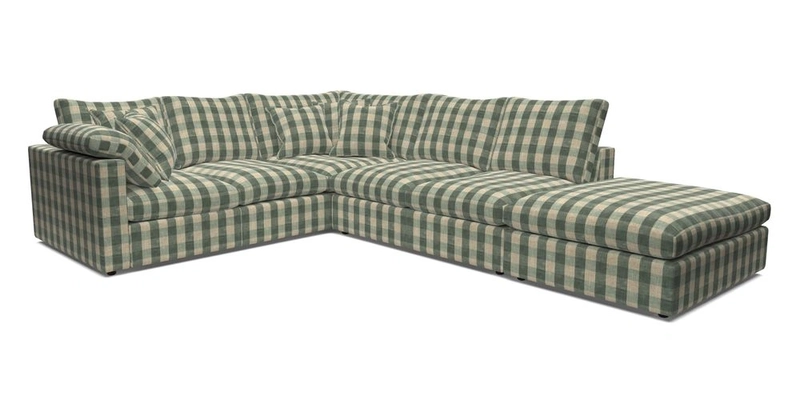 Big Softie Straight Arm Large Corner Group LHF in Romo Linara Coconut with Scatters in William Yoeward Nizhoni Indigo & Malla Indigo