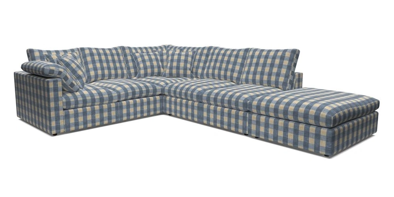 Big Softie Straight Arm Large Corner Group LHF in Romo Linara Coconut with Scatters in William Yoeward Nizhoni Indigo & Malla Indigo