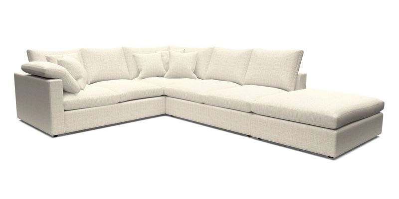 Big Softie Straight Arm Large Corner Group LHF in Romo Linara Coconut with Scatters in William Yoeward Nizhoni Indigo & Malla Indigo