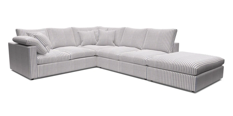 Big Softie Straight Arm Large Corner Group LHF in Romo Linara Coconut with Scatters in William Yoeward Nizhoni Indigo & Malla Indigo