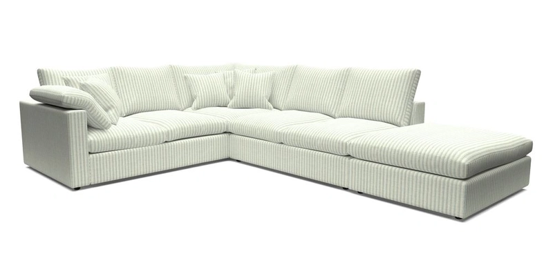 Big Softie Straight Arm Large Corner Group LHF in Romo Linara Coconut with Scatters in William Yoeward Nizhoni Indigo & Malla Indigo