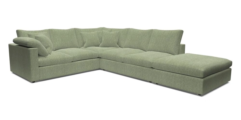 Big Softie Straight Arm Large Corner Group LHF in Romo Linara Coconut with Scatters in William Yoeward Nizhoni Indigo & Malla Indigo