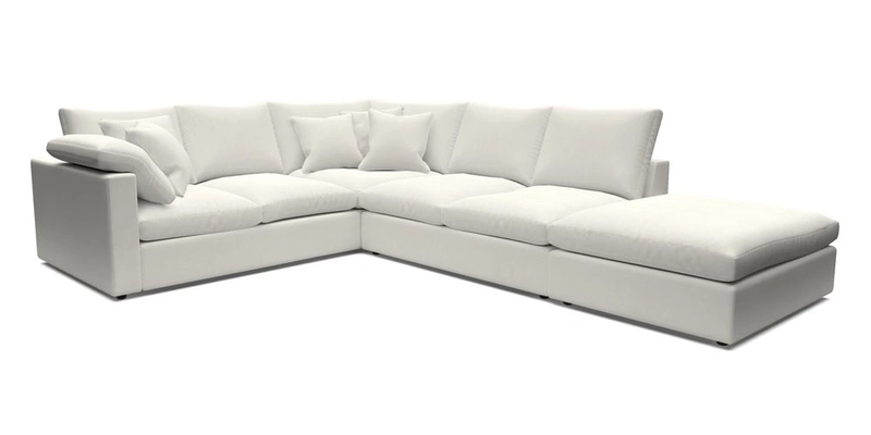 Big Softie Straight Arm Large Corner Group LHF in Romo Linara Coconut with Scatters in William Yoeward Nizhoni Indigo & Malla Indigo