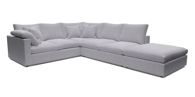 Big Softie Straight Arm Large Corner Group LHF in Romo Linara Coconut with Scatters in William Yoeward Nizhoni Indigo & Malla Indigo