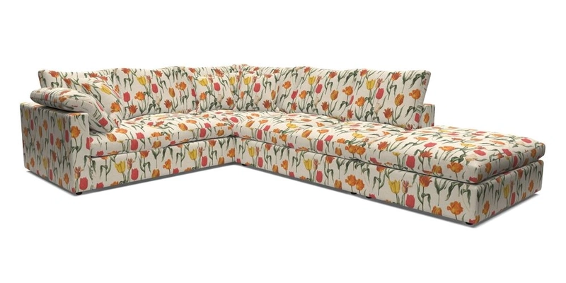 Big Softie Straight Arm Large Corner Group LHF in Romo Linara Coconut with Scatters in William Yoeward Nizhoni Indigo & Malla Indigo