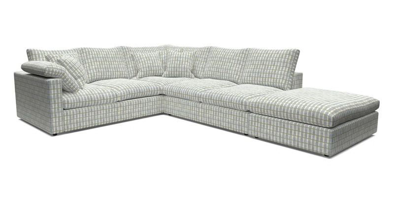 Big Softie Straight Arm Large Corner Group LHF in Romo Linara Coconut with Scatters in William Yoeward Nizhoni Indigo & Malla Indigo