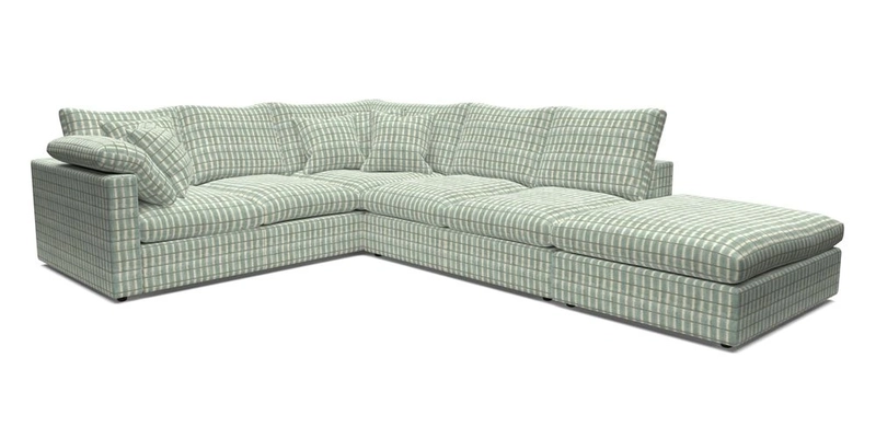 Big Softie Straight Arm Large Corner Group LHF in Romo Linara Coconut with Scatters in William Yoeward Nizhoni Indigo & Malla Indigo