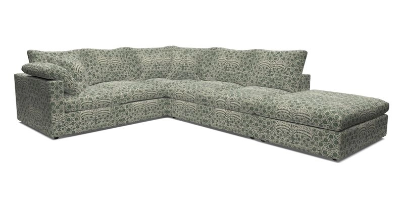 Big Softie Straight Arm Large Corner Group LHF in Romo Linara Coconut with Scatters in William Yoeward Nizhoni Indigo & Malla Indigo