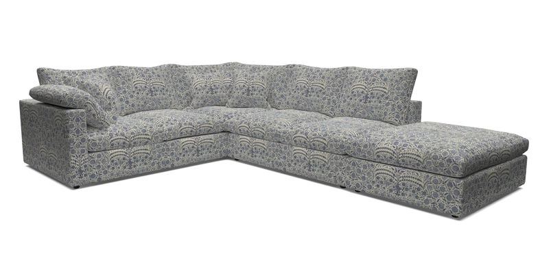 Big Softie Straight Arm Large Corner Group LHF in Romo Linara Coconut with Scatters in William Yoeward Nizhoni Indigo & Malla Indigo