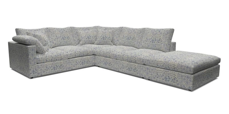 Big Softie Straight Arm Large Corner Group LHF in Romo Linara Coconut with Scatters in William Yoeward Nizhoni Indigo & Malla Indigo