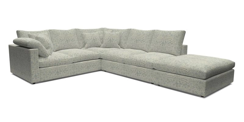 Big Softie Straight Arm Large Corner Group LHF in Romo Linara Coconut with Scatters in William Yoeward Nizhoni Indigo & Malla Indigo