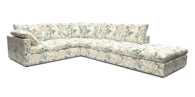 Big Softie Straight Arm Large Corner Group LHF in Romo Linara Coconut with Scatters in William Yoeward Nizhoni Indigo & Malla Indigo