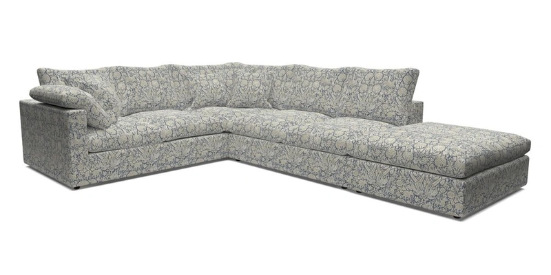 Big Softie Straight Arm Large Corner Group LHF in Romo Linara Coconut with Scatters in William Yoeward Nizhoni Indigo & Malla Indigo