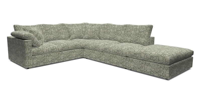 Big Softie Straight Arm Large Corner Group LHF in Romo Linara Coconut with Scatters in William Yoeward Nizhoni Indigo & Malla Indigo