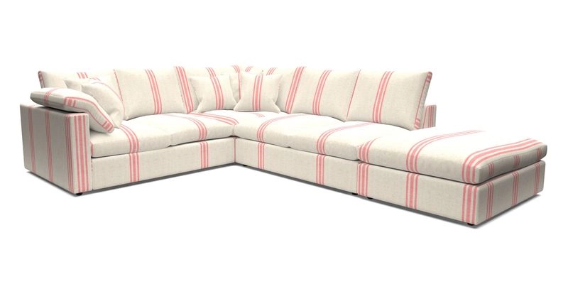 Big Softie Straight Arm Large Corner Group LHF in Romo Linara Coconut with Scatters in William Yoeward Nizhoni Indigo & Malla Indigo