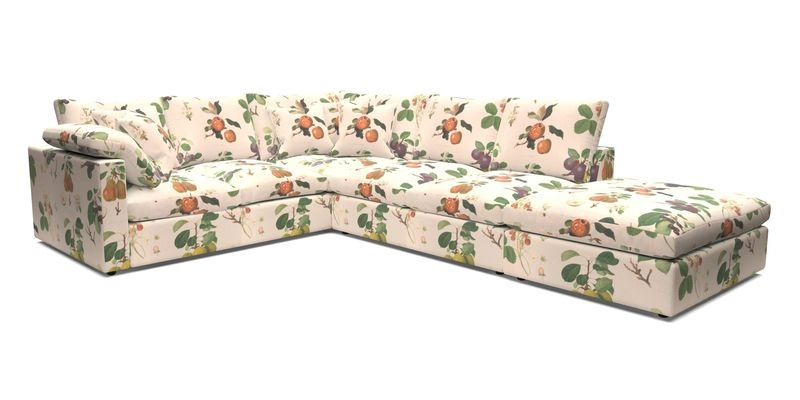 Big Softie Straight Arm Large Corner Group LHF in Romo Linara Coconut with Scatters in William Yoeward Nizhoni Indigo & Malla Indigo