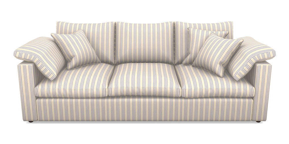 Product photograph of Big Softie Straight Arm 4 Seater Straight Arm Sofa In Cloth 22 - Racing Stripes Ayr - Blueberry from Sofas and Stuff Limited