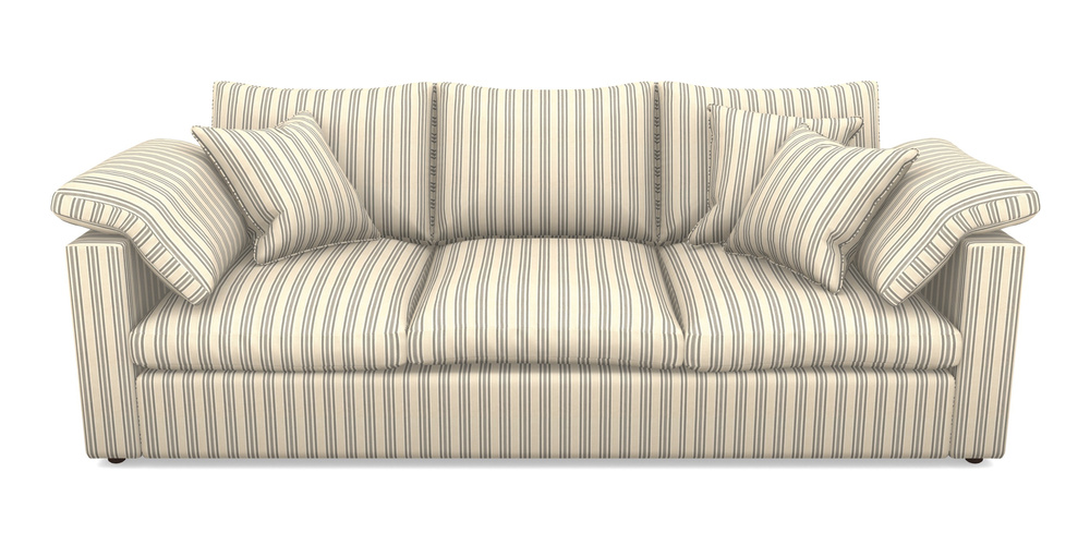 Product photograph of Big Softie Straight Arm 4 Seater Straight Arm Sofa In Cloth 22 - Racing Stripes Ayr - Charcoal from Sofas and Stuff Limited