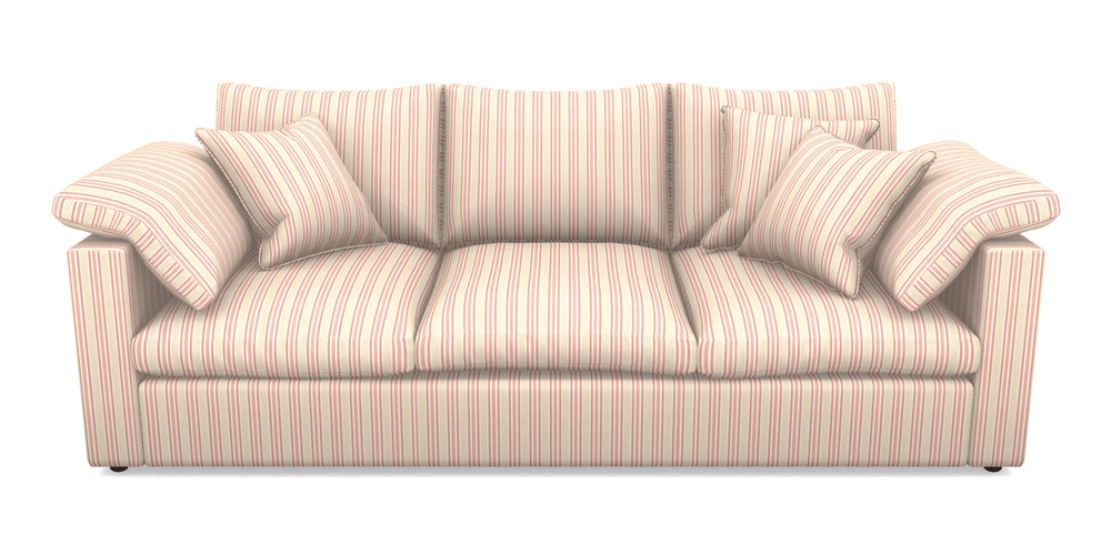 Product photograph of Big Softie Straight Arm 4 Seater Straight Arm Sofa In Cloth 22 - Racing Stripes Ayr - Cherry from Sofas and Stuff Limited