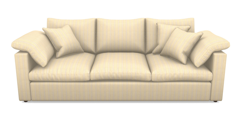 Product photograph of Big Softie Straight Arm 4 Seater Straight Arm Sofa In Cloth 22 - Racing Stripes Ayr - Lemon from Sofas and Stuff Limited