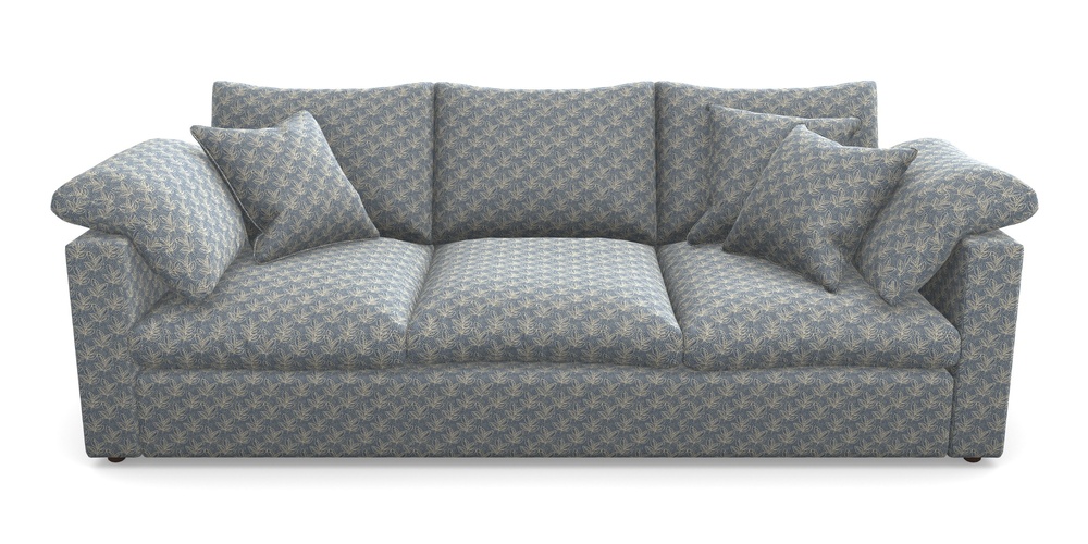 Product photograph of Big Softie Straight Arm 4 Seater Straight Arm Sofa In Cloth 21 - Decorative Leaf - Bilberry from Sofas and Stuff Limited