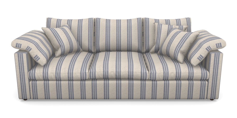 Product photograph of Big Softie Straight Arm 4 Seater Straight Arm Sofa In Cloth 18 Stripes - Bengal - Indigo from Sofas and Stuff Limited