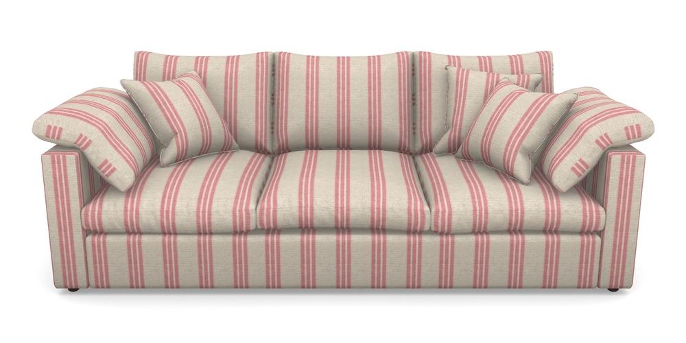 Product photograph of Big Softie Straight Arm 4 Seater Straight Arm Sofa In Cloth 18 Stripes - Bengal - Cranberry from Sofas and Stuff Limited