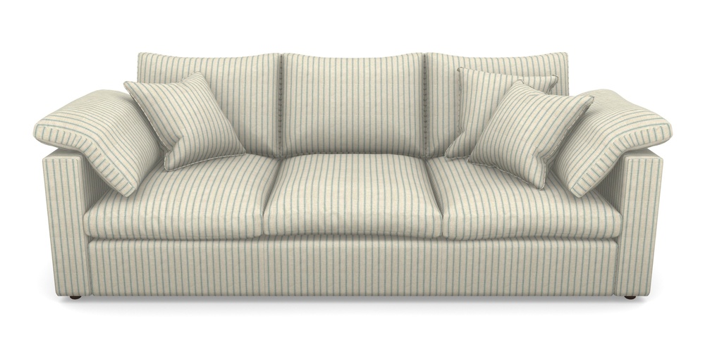 Product photograph of Big Softie Straight Arm 4 Seater Straight Arm Sofa In Cloth 18 Stripes - Ticking - Basil from Sofas and Stuff Limited