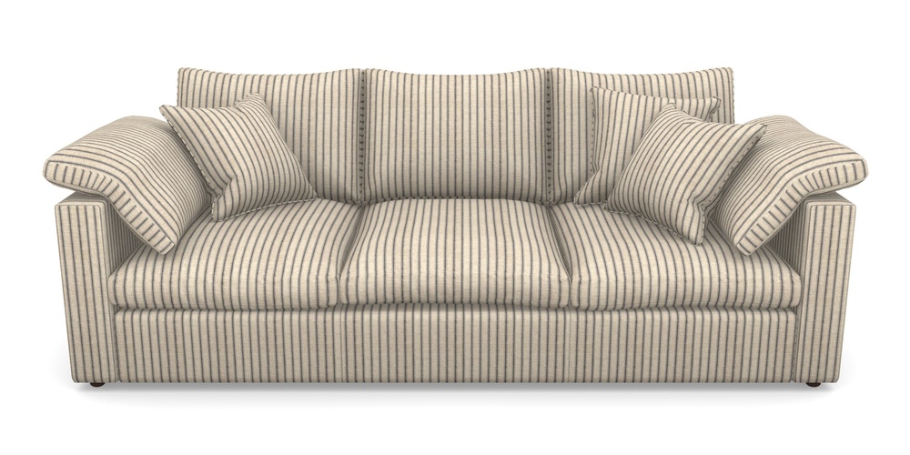 Product photograph of Big Softie Straight Arm 4 Seater Straight Arm Sofa In Cloth 18 Stripes - Ticking - Bible Black from Sofas and Stuff Limited
