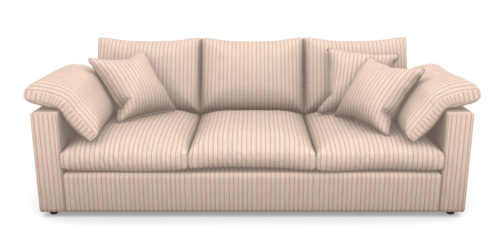 Product photograph of Big Softie Straight Arm 4 Seater Straight Arm Sofa In Cloth 18 Stripes - Ticking - Cranberry from Sofas and Stuff Limited