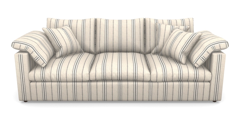 Product photograph of Big Softie Straight Arm 4 Seater Straight Arm Sofa In Cloth 18 Stripes - Regimental - Bible Black from Sofas and Stuff Limited