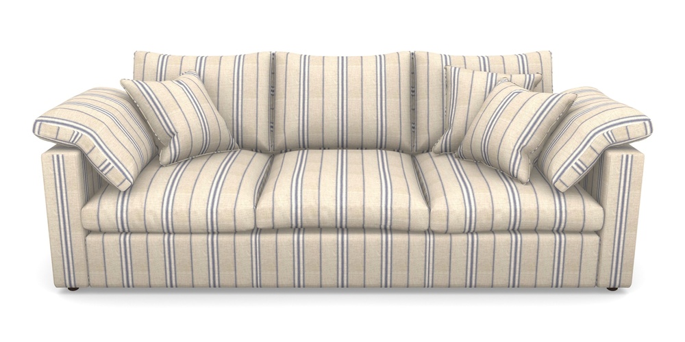 Product photograph of Big Softie Straight Arm 4 Seater Straight Arm Sofa In Cloth 18 Stripes - Regimental - Indigo from Sofas and Stuff Limited