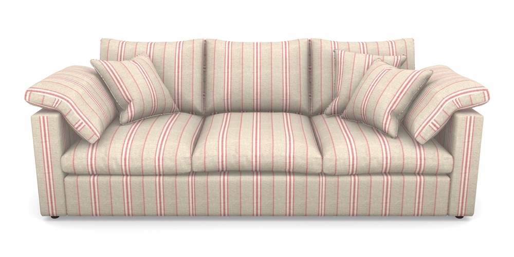 Product photograph of Big Softie Straight Arm 4 Seater Straight Arm Sofa In Cloth 18 Stripes - Regimental - Cranberry from Sofas and Stuff Limited