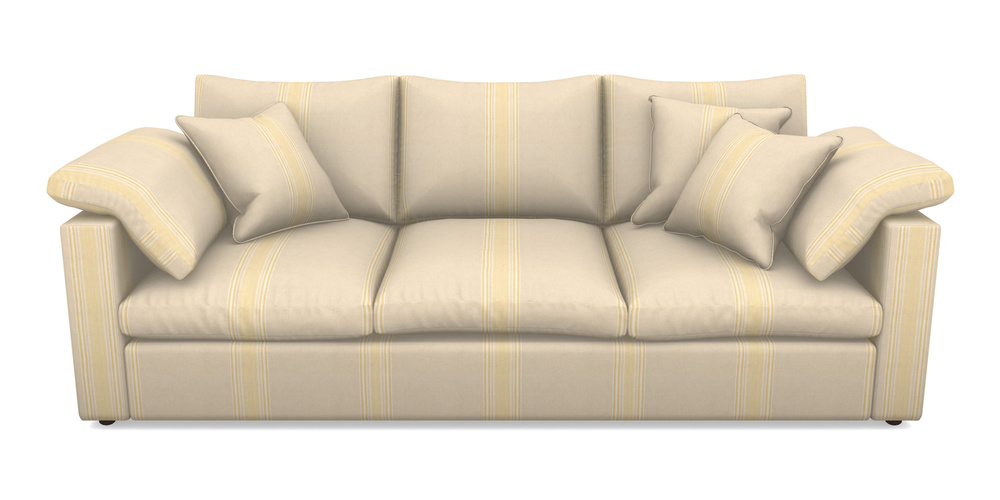 Product photograph of Big Softie Straight Arm 4 Seater Straight Arm Sofa In Cloth 22 - Racing Stripes Cheltenham - Lemon from Sofas and Stuff Limited