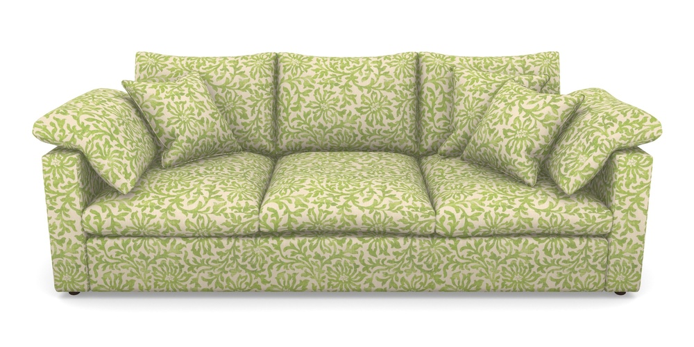 Product photograph of Big Softie Straight Arm 4 Seater Straight Arm Sofa In V A Brompton Collection - Floral Scroll - Lime from Sofas and Stuff Limited