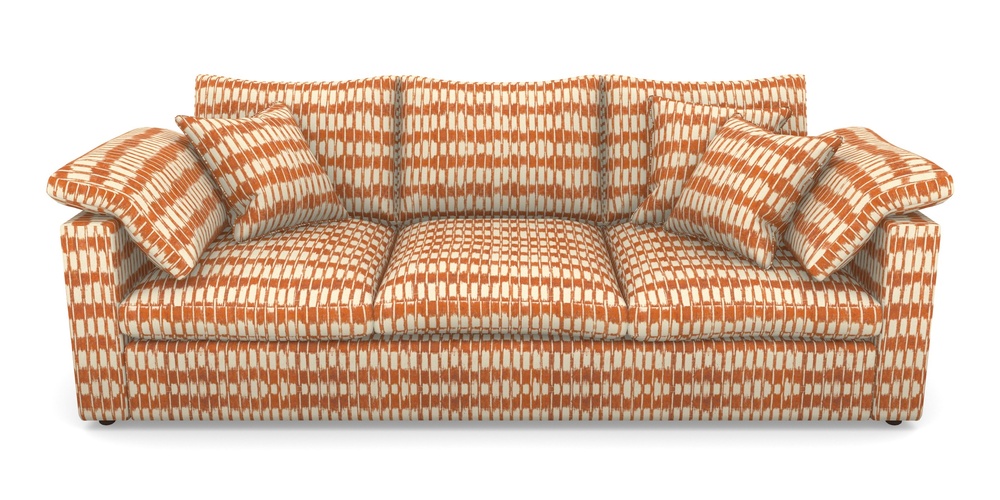 Product photograph of Big Softie Straight Arm 4 Seater Straight Arm Sofa In V A Brompton Collection - Ikat - Terracotta from Sofas and Stuff Limited