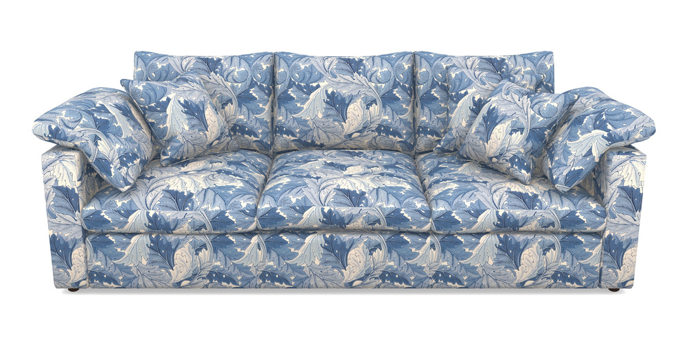 Product photograph of Big Softie Straight Arm 4 Seater Straight Arm Sofa In William Morris Collection - Acanthus - Woad from Sofas and Stuff Limited