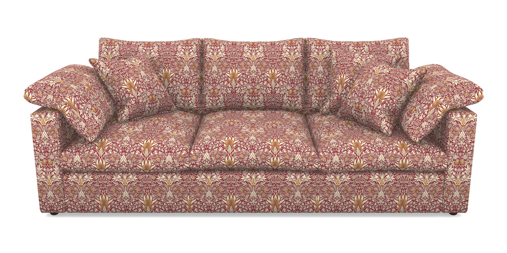 Product photograph of Big Softie Straight Arm 4 Seater Straight Arm Sofa In William Morris Collection - Snakeshead - Claret Gold from Sofas and Stuff Limited